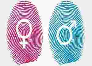 Ideologia de gênero - Símbolo do masculino e do feminino em impressão digital